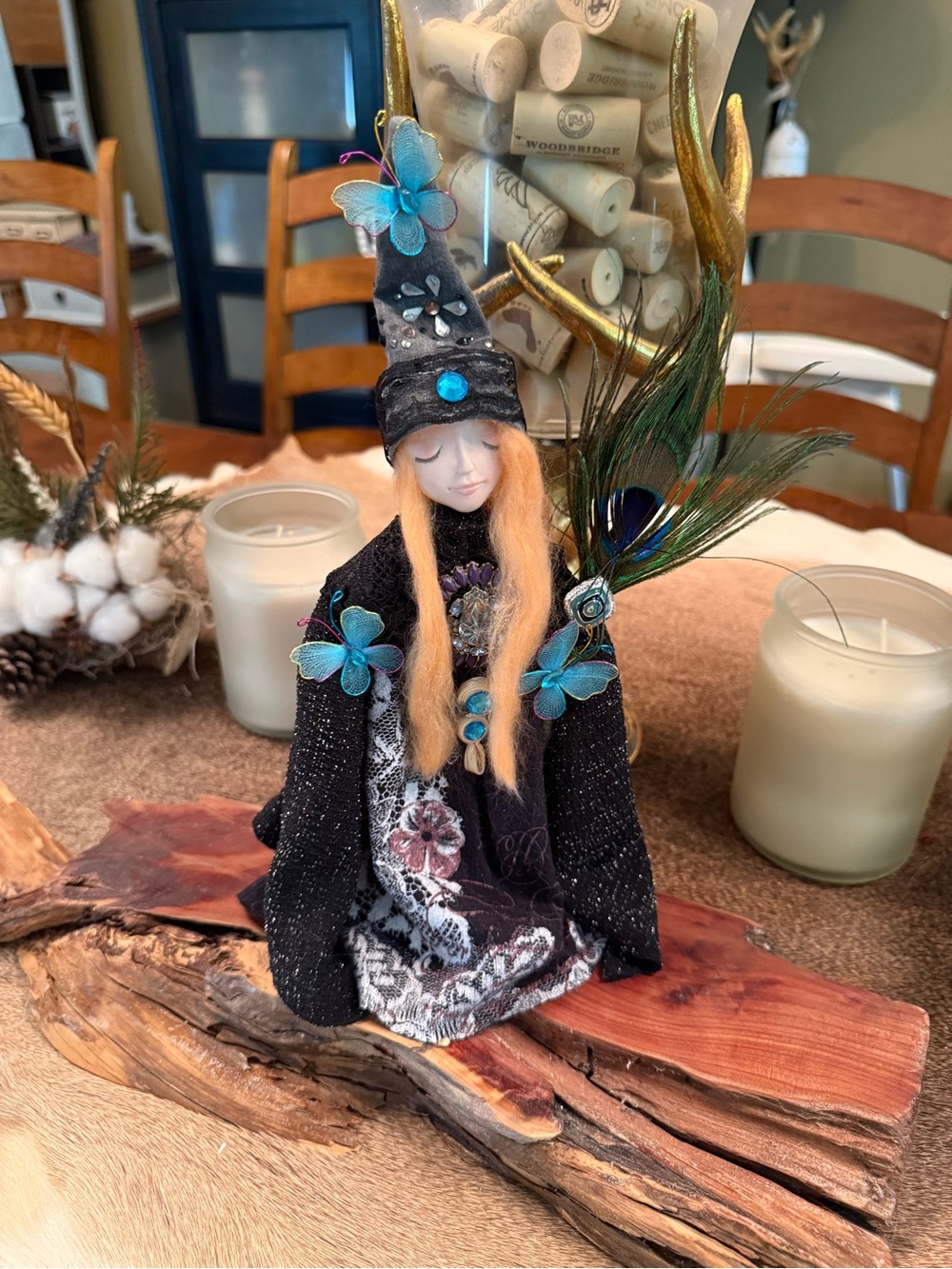 Handcrafted Fairy Doll with Teal Butterfly Accents